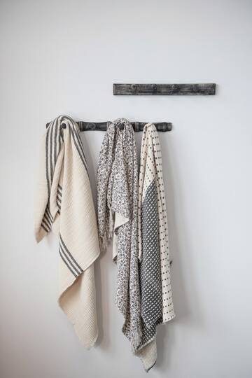 Hello Honey® Coastal Black and White Stripe Throw Blanket and Frayed Edges